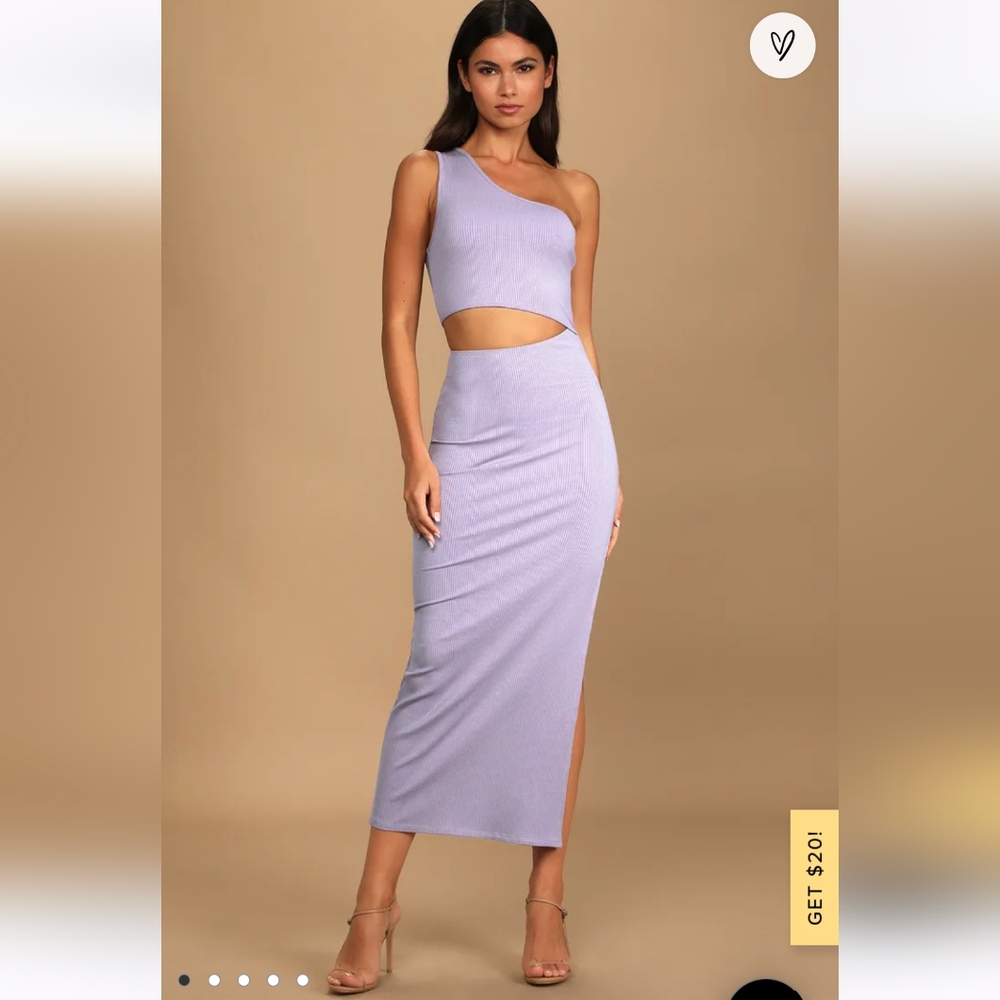NEW WITH TAGS Lulus Spice Things Up Lavender Ribbed One-Shoulder Midi Dress